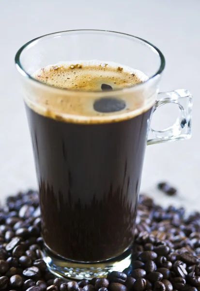 Μαύρο καφέ στο ποτήρι — Φωτογραφία Αρχείου