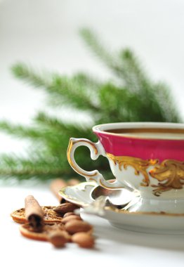 Christmas coffee in the china cup clipart