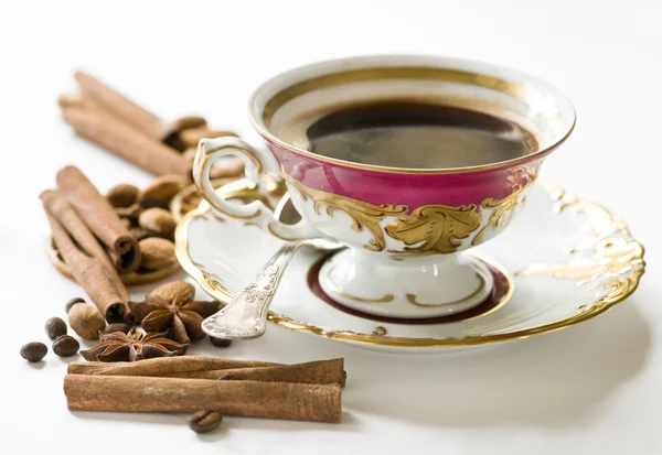Svart kaffe i Kina cup — Stockfoto