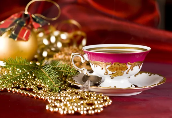 Café de Noël dans la tasse de porcelaine — Photo