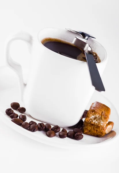 Mandulás keksz kávéval — Stock Fotó