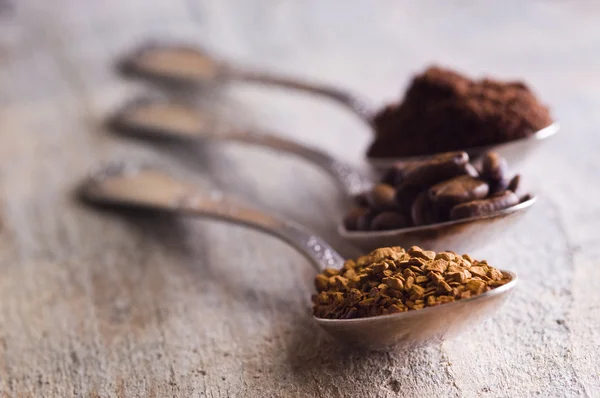 Drei Arten von Kaffee — Stockfoto