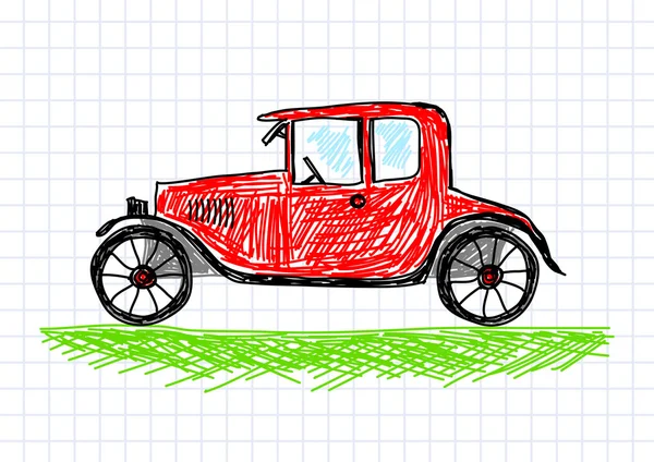 Kırmızı araba resim çizme — Stok Vektör