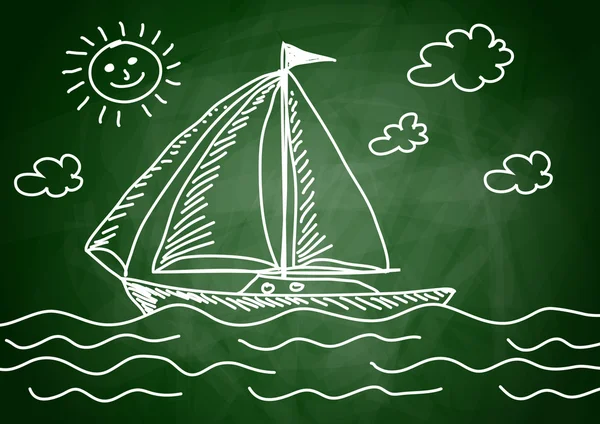 Drawing of sailboat — Stock Vector