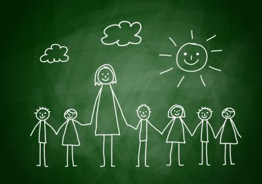 Teacher with children clipart