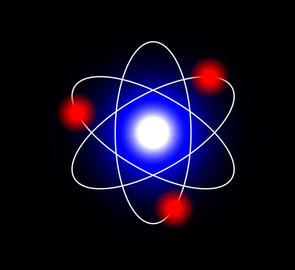 Атом на черном фоне — стоковый вектор