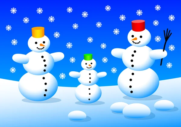 Tres muñecos de nieve — Archivo Imágenes Vectoriales