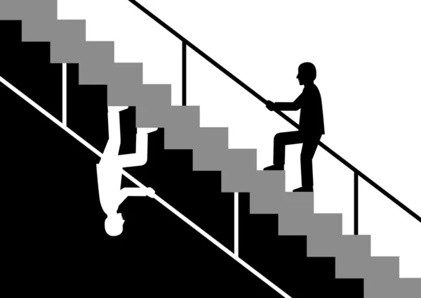 Silhouette eines Mannes auf der Treppe — Stockvektor