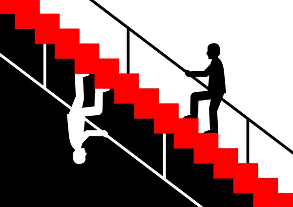 Silhouette of man on staircase — Stock Vector