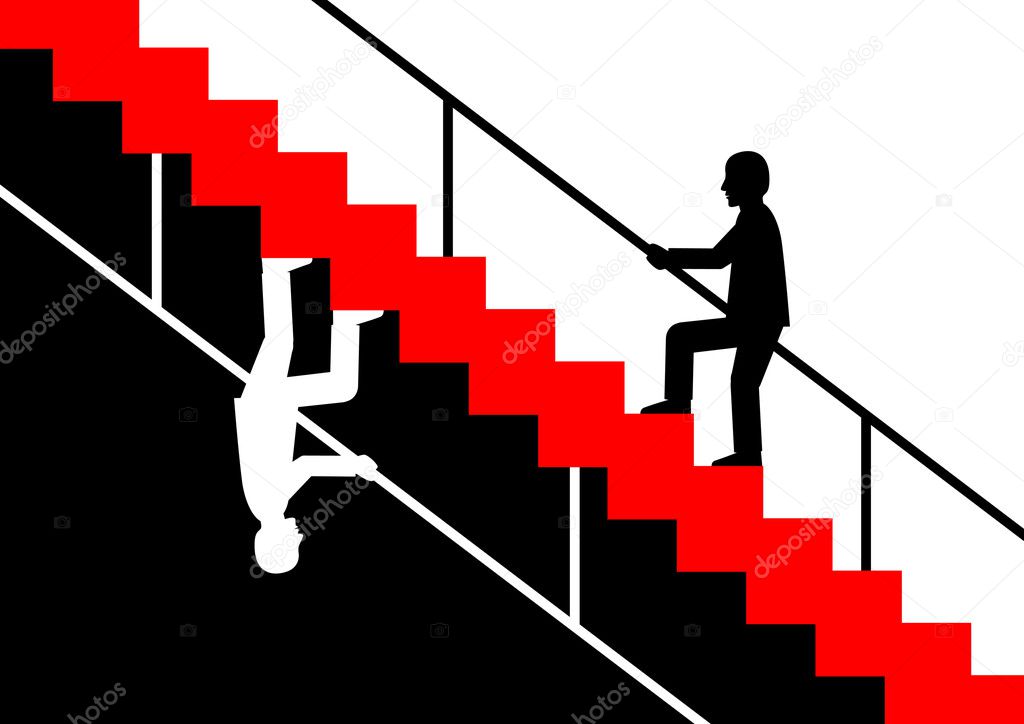 Silhouette of man on staircase