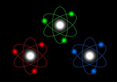Atoms on black background clipart