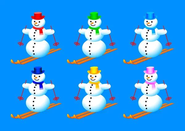 Collection of snowmen — Stock Vector