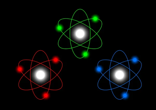 黑色背景上的原子 — 图库矢量图片