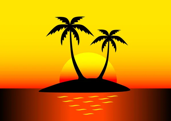Ön med palmer — Stock vektor