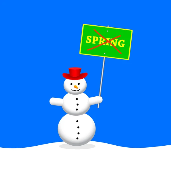 Boneco de neve com chapéu vermelho — Vetor de Stock