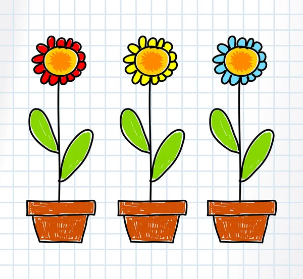 Zeichnung von Blumen — Stockvektor