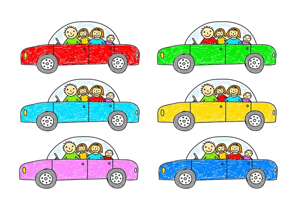 Samling av färgstarka bilar — Stock vektor