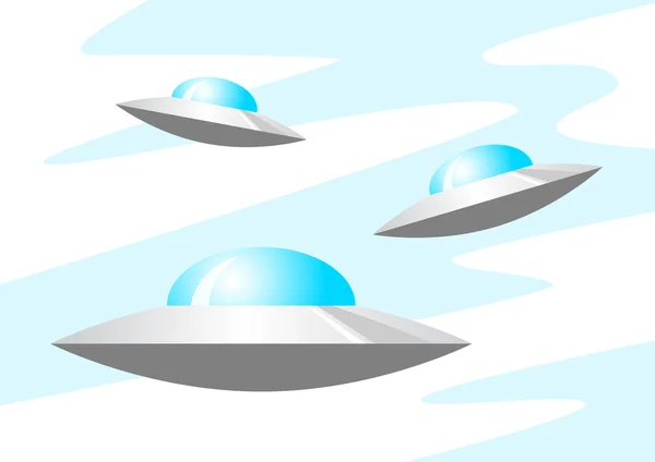 Mavi gökyüzünde UFO — Stok Vektör