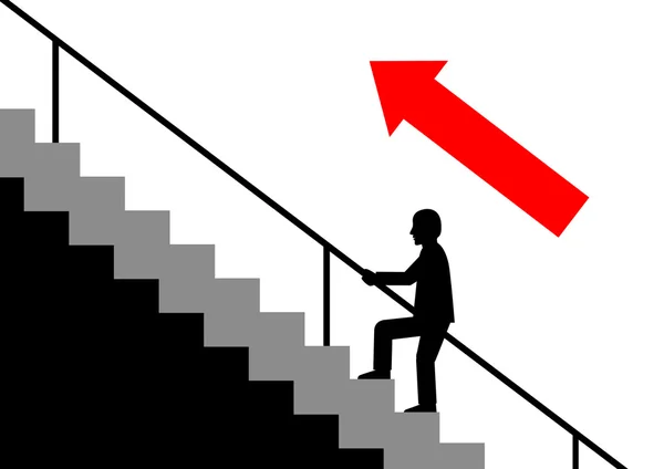 Силуэт человека на лестнице — стоковый вектор