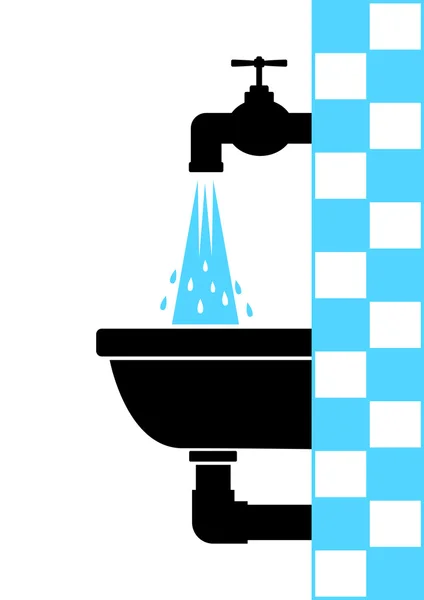 Lavabo con rubinetto — Vettoriale Stock