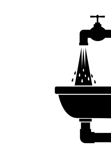 Waschbecken mit Wasserhahn — Stockvektor