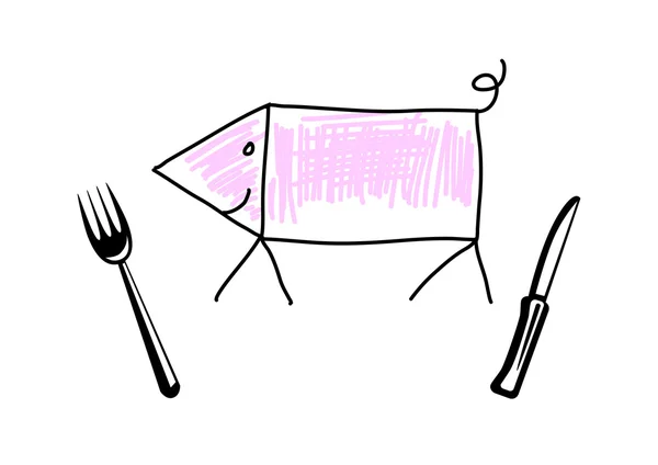 Zeichnung von Schwein — Stockvektor