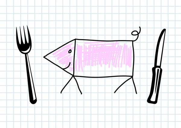 Rysunek z świnia — Wektor stockowy