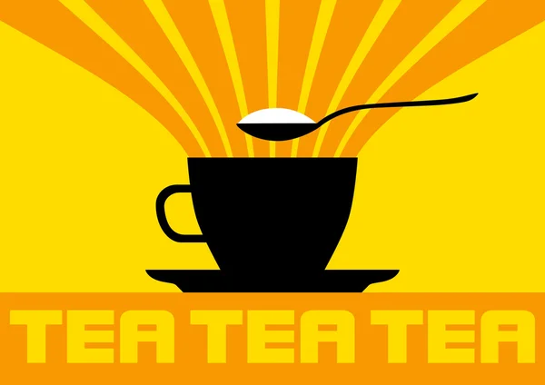Silueta de taza de té — Vector de stock
