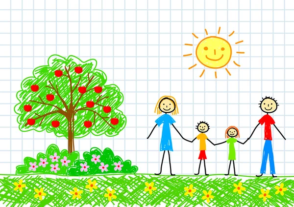 Zeichnung der Familie — Stockvektor