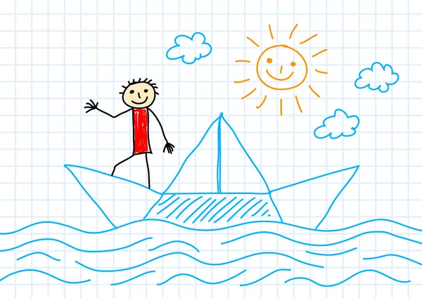 Drawing of sailboat — Stock Vector