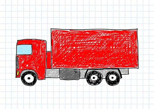 Drawing of red truck — Stock Vector