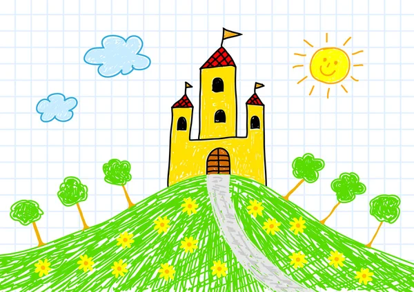 绘图的黄色城堡 — 图库矢量图片