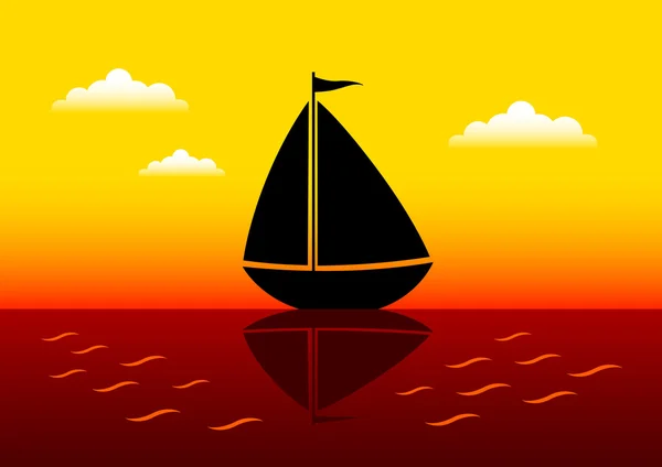 Silhouette of sailboat — Stock Vector