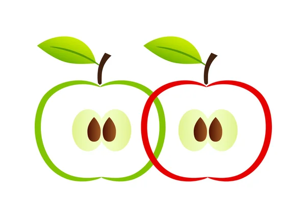 Duas maçãs — Vetor de Stock