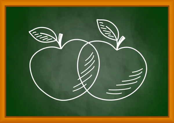 Dessin de pommes sur tableau noir — Image vectorielle