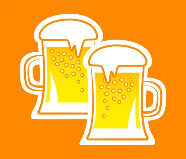 橙色背景上啤酒图标 — 图库矢量图片