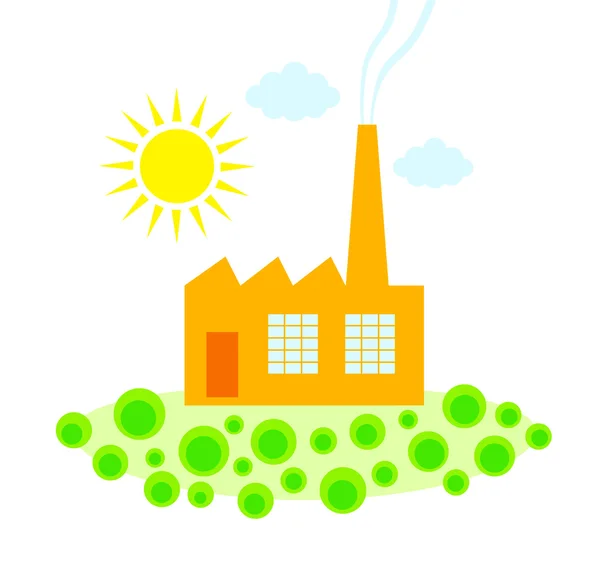 Eco usine sur prairie verte — Image vectorielle