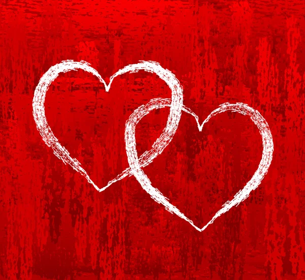 红色抽象背景上的心 — 图库矢量图片