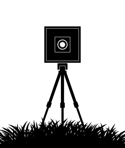 Silhouette della fotocamera su sfondo bianco — Vettoriale Stock