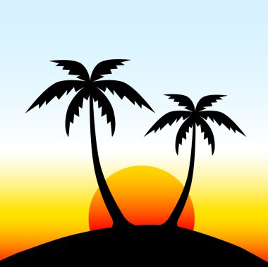 Island with palm trees clipart