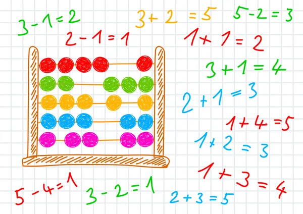Ritning av abacus på kvadraten papper — Stock vektor
