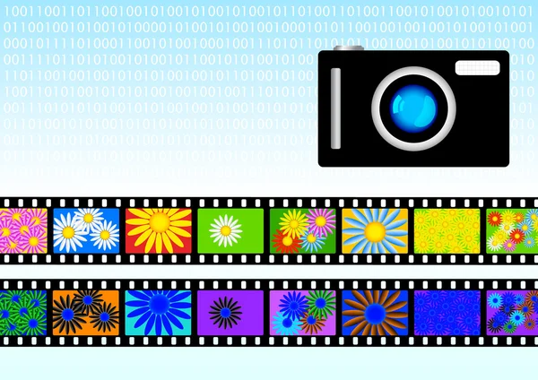 Macchina fotografica con pellicola a colori — Vettoriale Stock