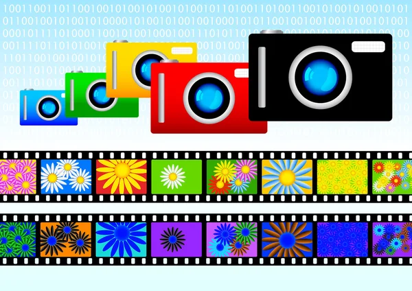 Camera's met kleurenfilm — Stockvector