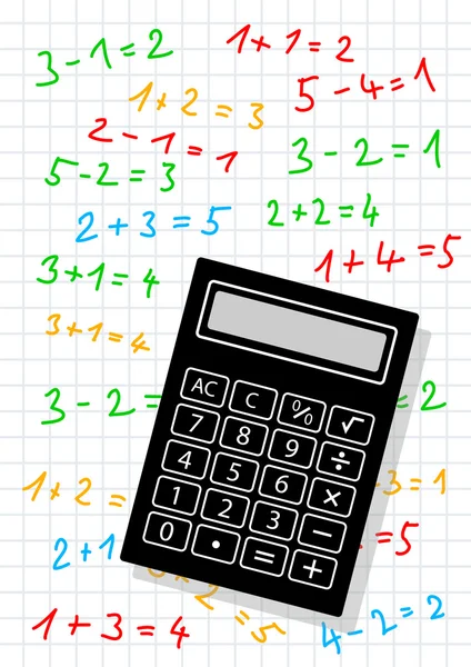Black calculator on squared paper — Stock Vector