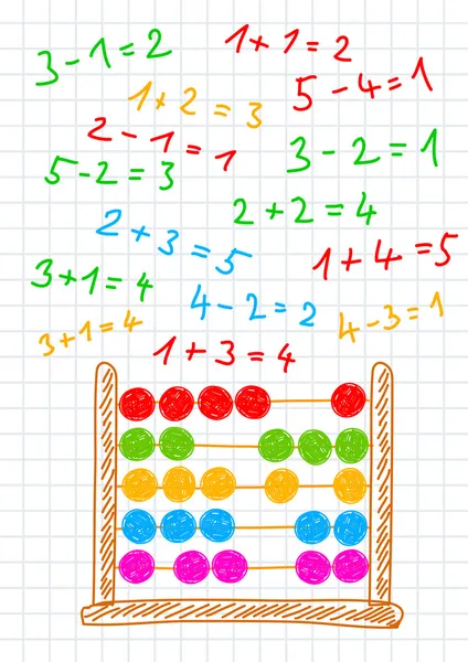 Tekening van abacus op gekwadrateerde papier — Stockvector