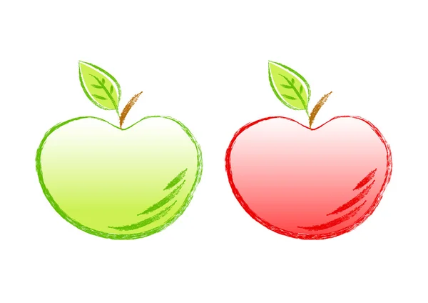 Två äpplen på vit bakgrund — Stock vektor