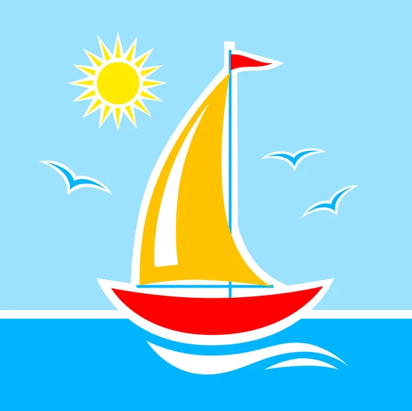 Jacht na niebieskim morzu — Wektor stockowy
