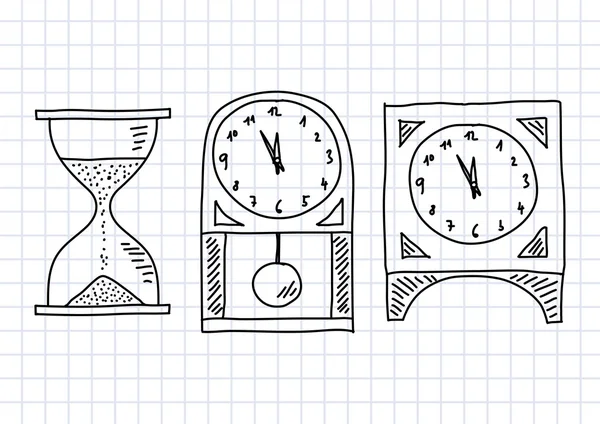 Rysunek zegarów na papierze — Wektor stockowy