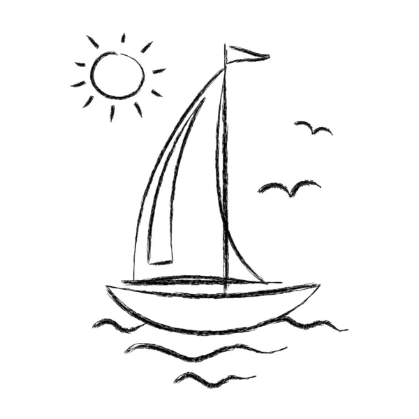 Desenho de veleiro — Vetor de Stock