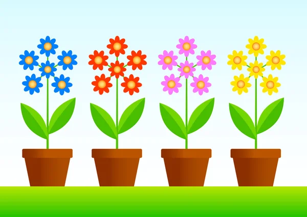 Bloemen in potten — Stockvector